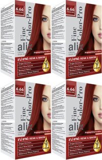 Alix Fine Color Pro 6.66 Yogun Kızıl Krem Saç Boyası 4x50 ml