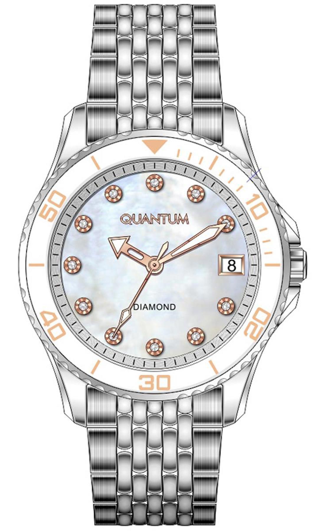 Quantum IML1059.320 Takvimli 40 mm Gri Çelik Kordon Analog Kadın Kol Saati