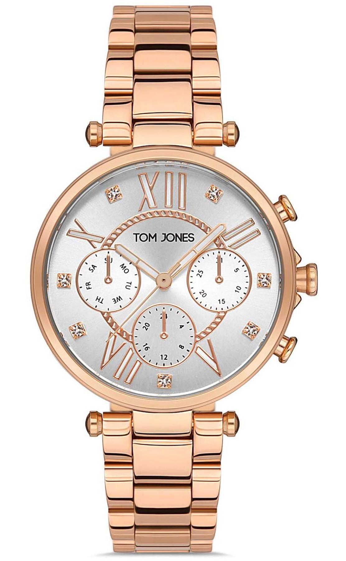 Tom Jones TJ.1.1045.02 Takvimli 34 mm Rose Gold Metal Kordon Analog Kadın Kol Saati