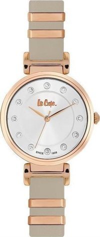 Lee Cooper LC06403.435 40 mm Gri Deri Kordon Analog Kadın Kol Saati