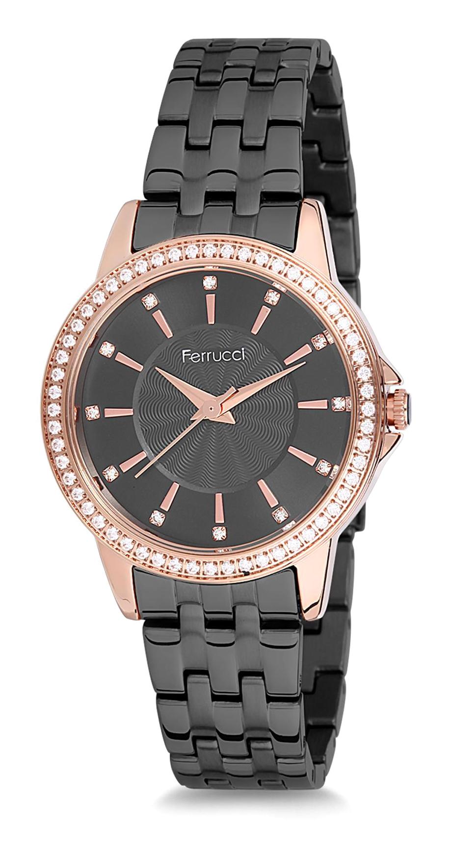 Ferrucci 9FM752 38 mm Siyah Metal Kordon Analog Kadın Kol Saati