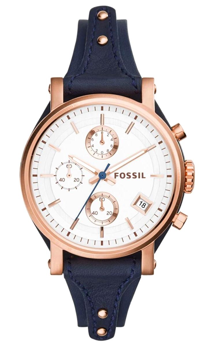 Fossil ES3838 34 mm Lacivert Deri Kordon Analog Kadın Kol Saati