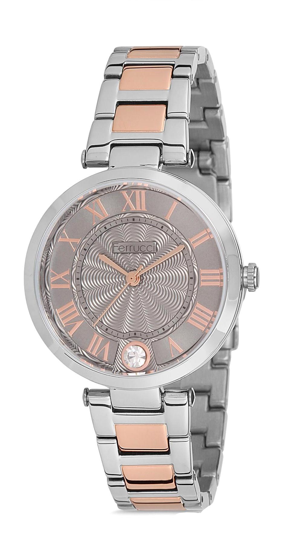 Ferrucci 9FM2162 38 mm Gri-Rose Gold Metal Kordon Analog Kadın Kol Saati