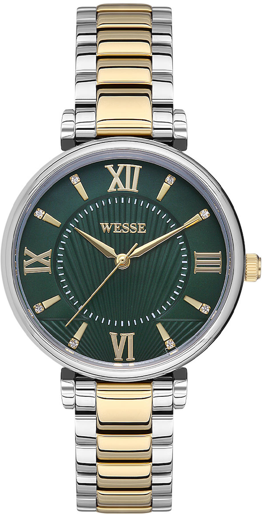 Wesse WWL108306 34 mm Altın-Gri Çelik Kordon Analog Kadın Kol Saati