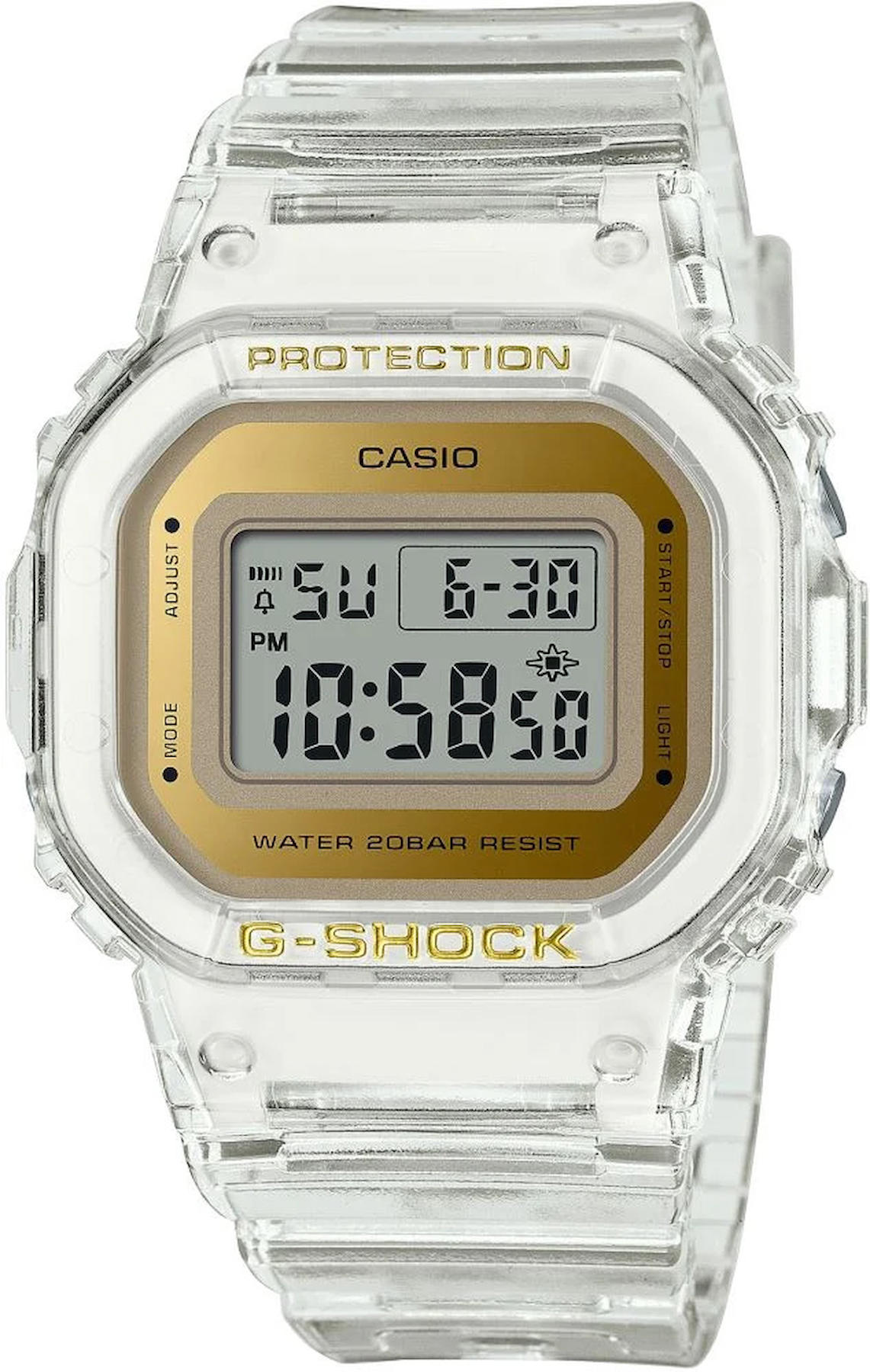 Casio GMD-S5600SG-7D Takvimli 40 mm Şeffaf Silikon Kordon Analog Kadın Kol Saati