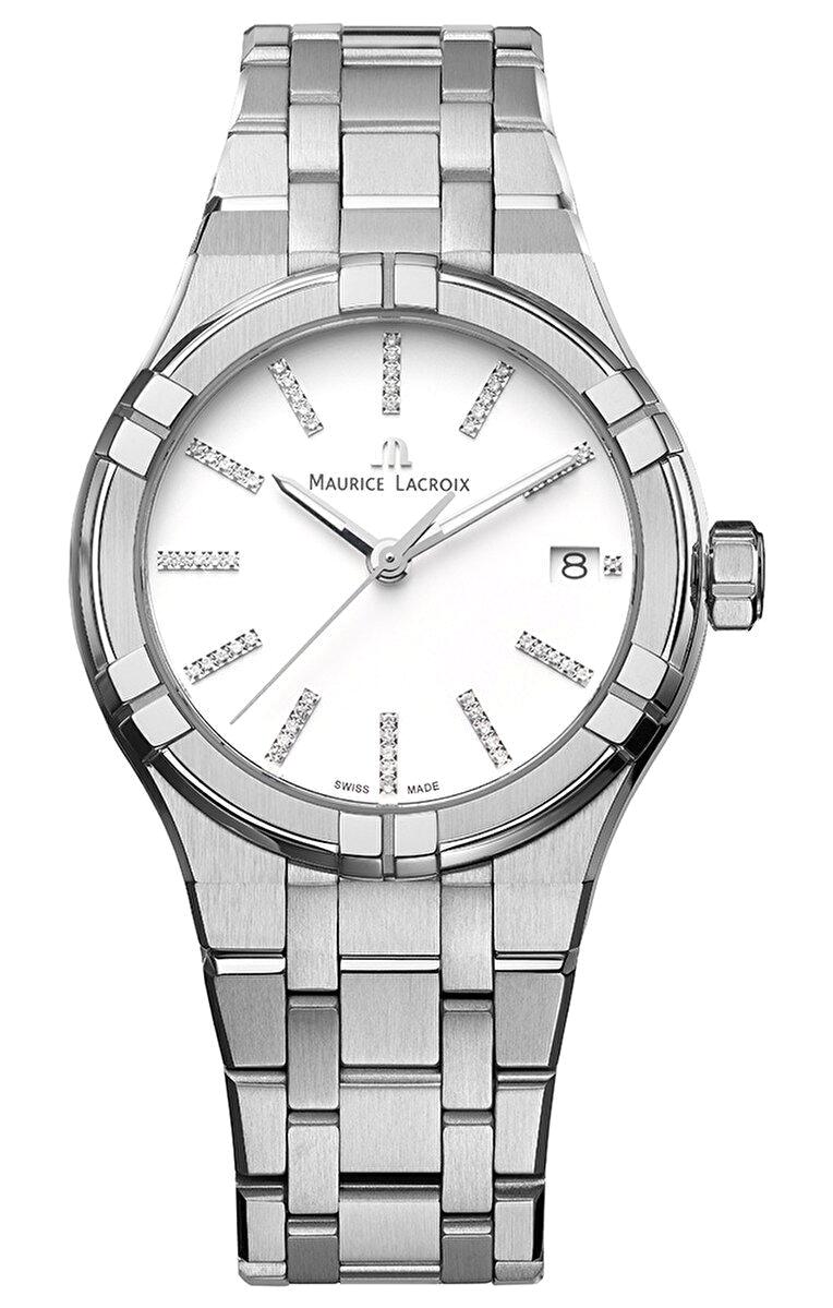 Maurice Lacroix ML-AI1106SS002150-1 Takvimli 38 mm Gri Çelik Kordon Analog Kadın Kol Saati