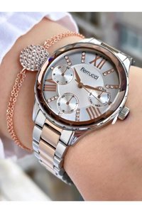 Ferrucci Takvimli 36 mm Gri-Rose Gold Çelik Kordon Analog Kadın Kol Saati