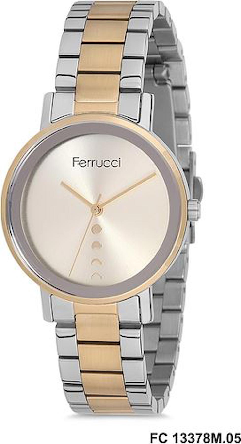 Ferrucci FC.13378M.05 36 mm Altın-Gri Metal Kordon Analog Kadın Kol Saati