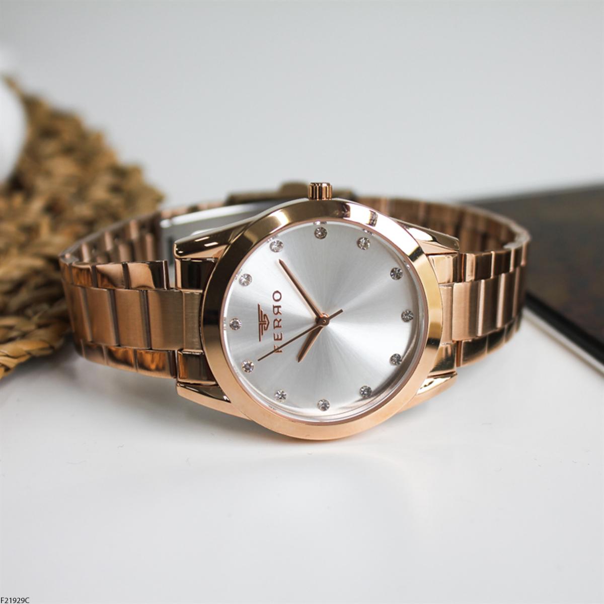 Ferro F21929C 36 mm Rose Gold Metal Kordon Analog Kadın Kol Saati