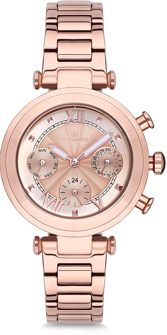 Elegangs EL2429.3 Takvimli 34 mm Rose Gold Çelik Kordon Analog Kadın Kol Saati