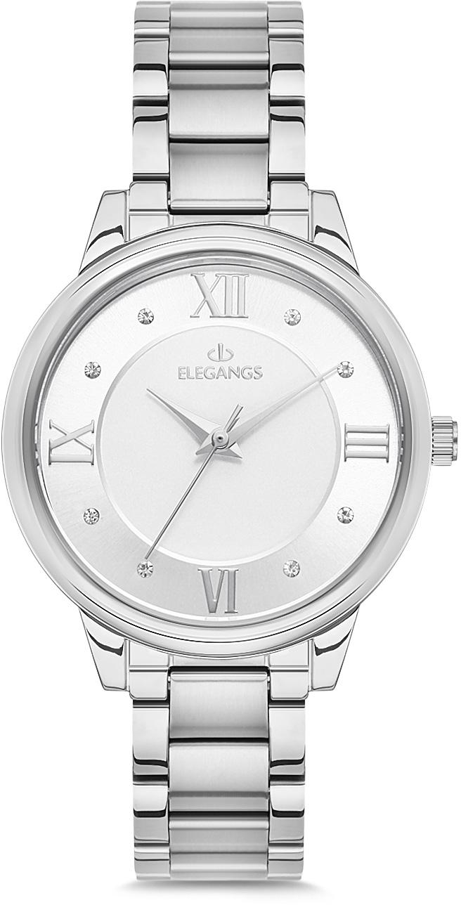 Elegangs EL2430.1 34 mm Gri Çelik Kordon Analog Kadın Kol Saati