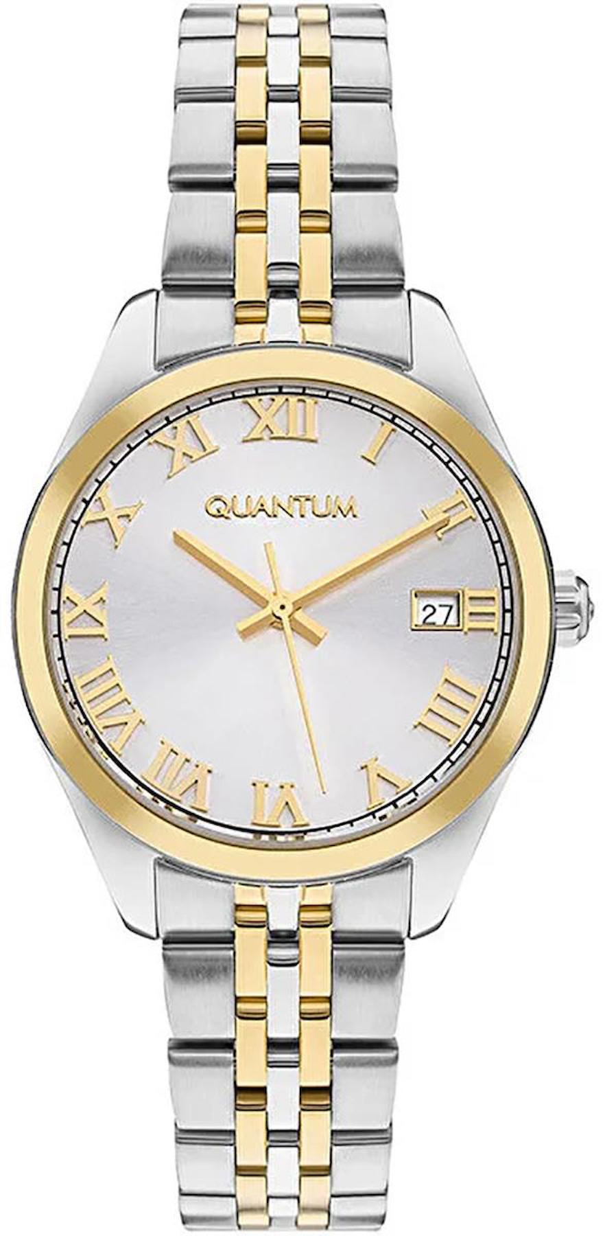 Quantum IML1100.230 Takvimli 34 mm Altın-Gri Çelik Kordon Analog Kadın Kol Saati