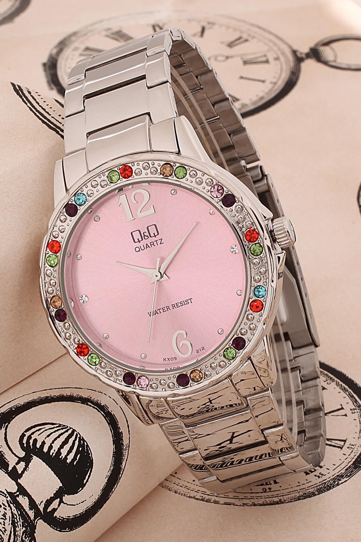 Q&Q 3G554 36 mm Pembe Metal Kordon Analog Kadın Kol Saati