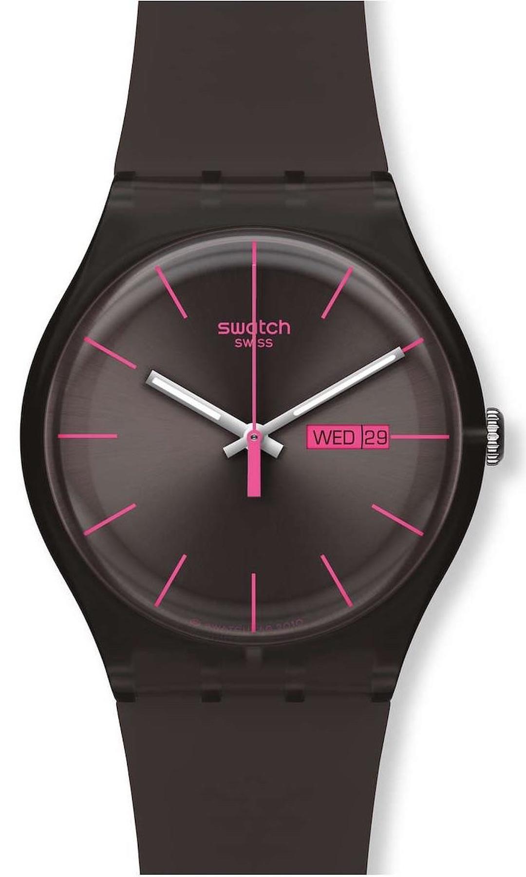 Swatch SUOC700 Takvimli 41 mm Siyah Silikon Kordon Analog Kadın Kol Saati