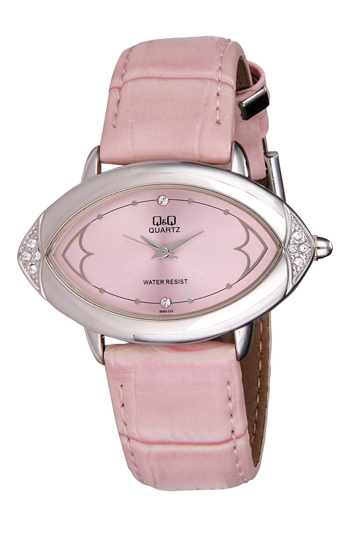 Q&Q 3A624 36 mm Pembe Deri Kordon Analog Kadın Kol Saati