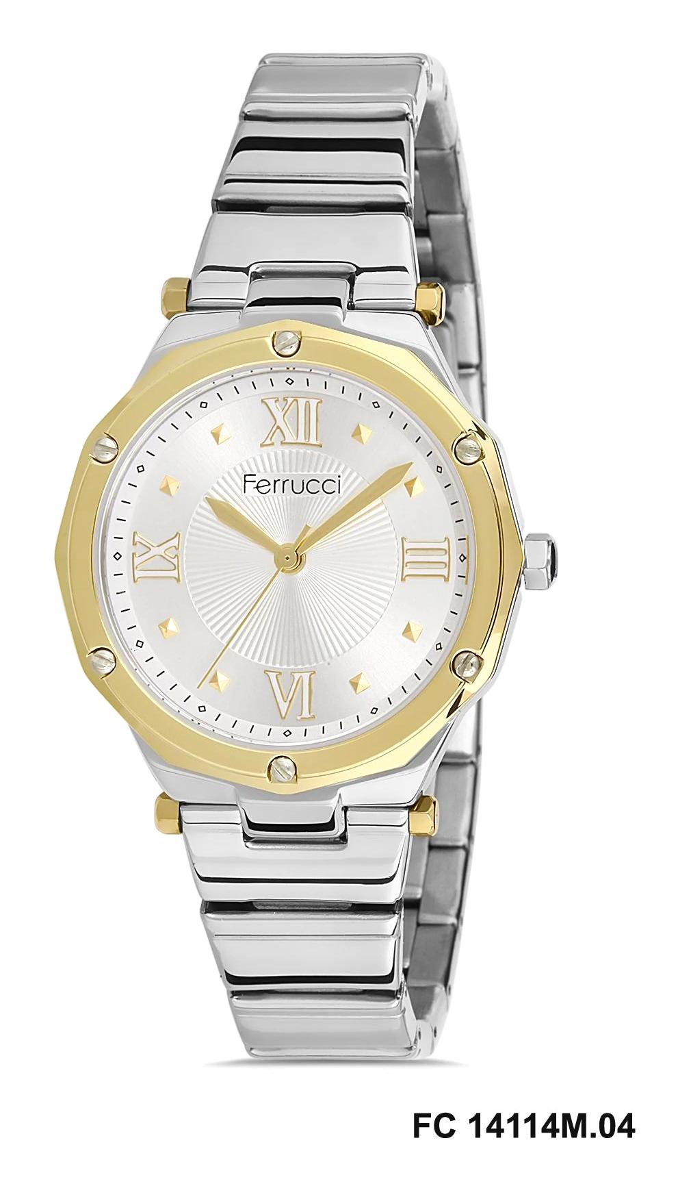 Ferrucci FC.0422.14114M.04 36-40 mm Gri Çelik Kordon Analog Erkek Kol Saati