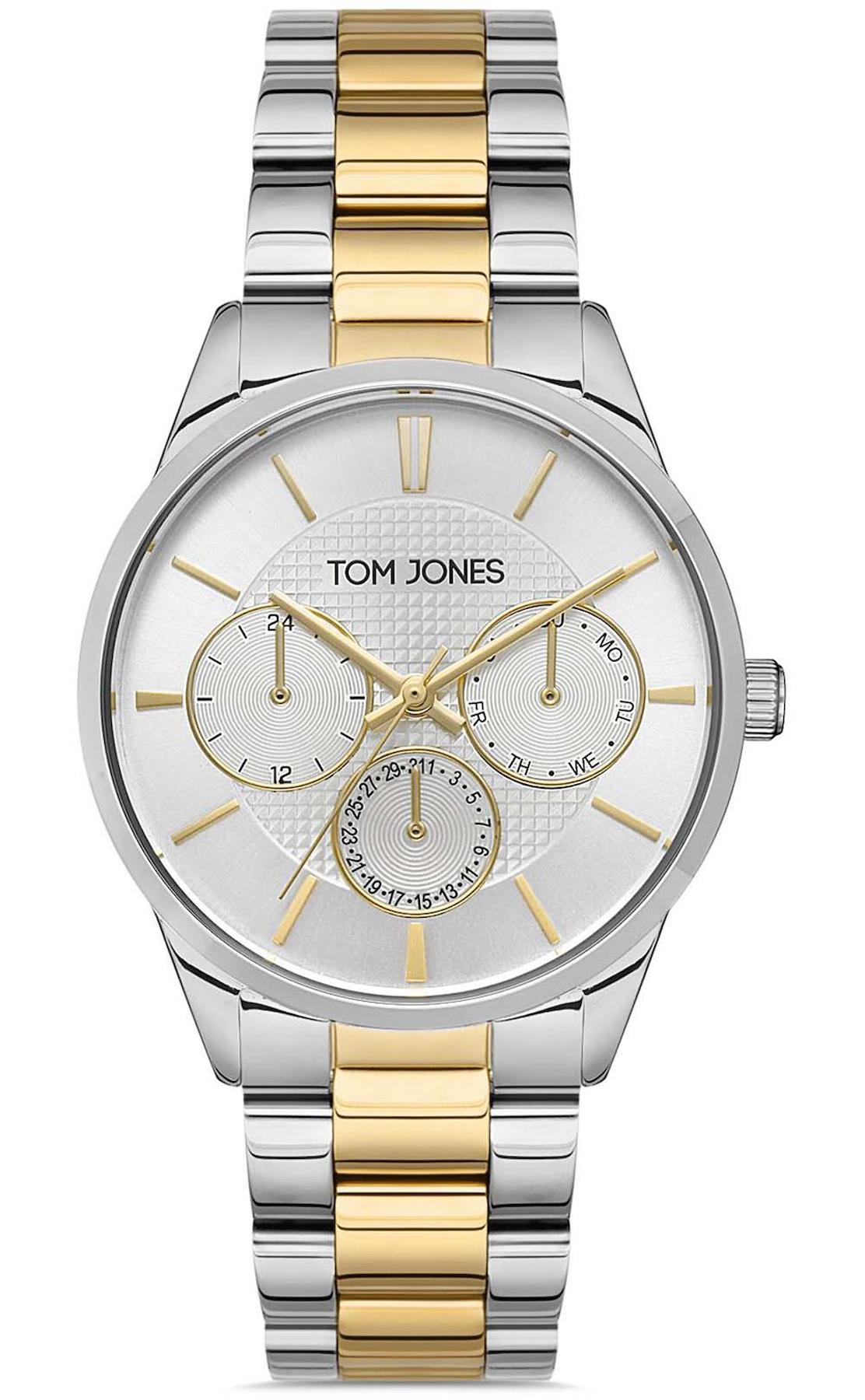 Tom Jones TJ.1.1096D.02 Takvimli 31-34 mm Altın-Gri Metal Kordon Analog Kadın Kol Saati