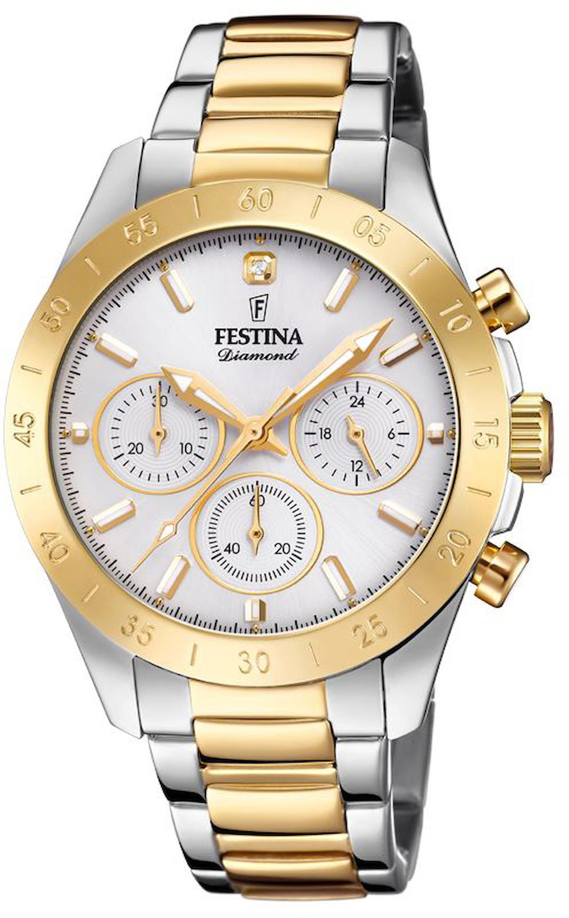 Festina F20651-1 38 mm Altın-Gri Çelik Kordon Analog Kadın Kol Saati