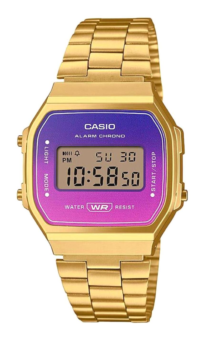 Casio A168WERG-2ADF Takvimli 36 mm Altın Çelik Kordon Dijital Kadın Kol Saati