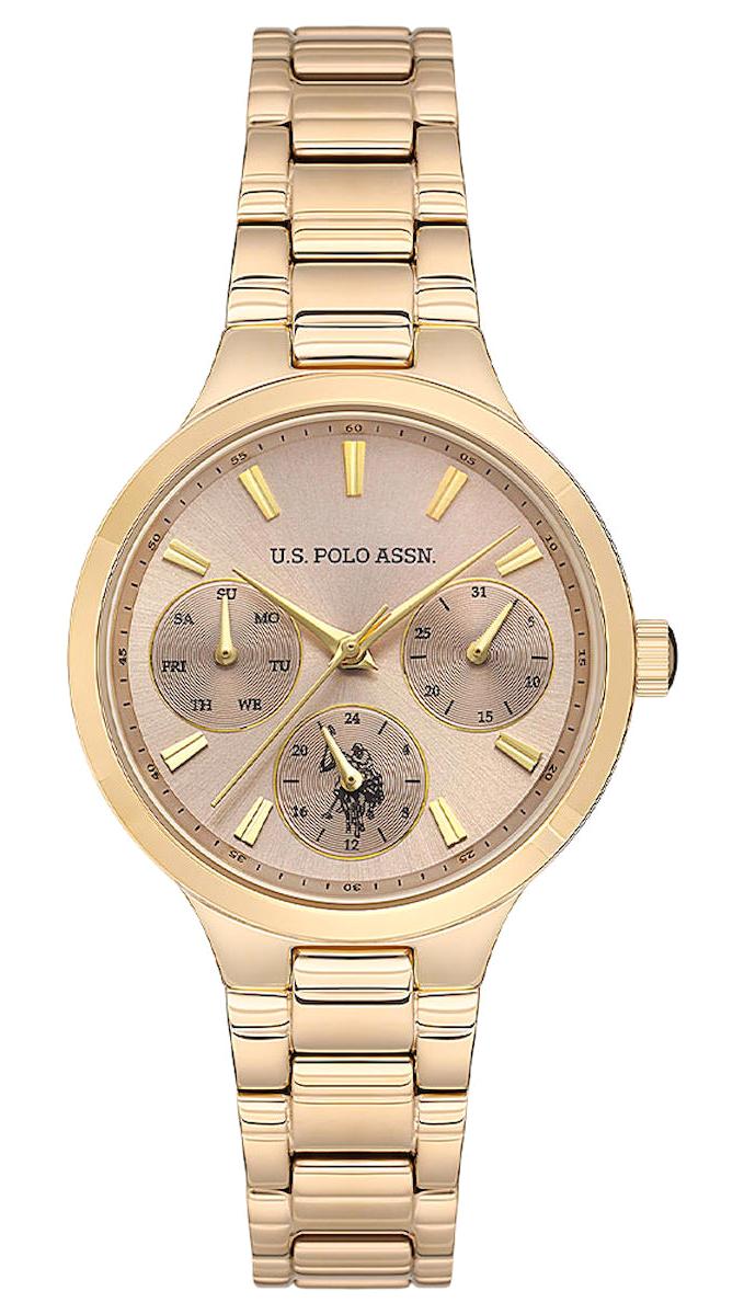 U.S. Polo Assn USPA2069-04 Takvimli 32 mm Altın Çelik Kordon Analog Kadın Kol Saati