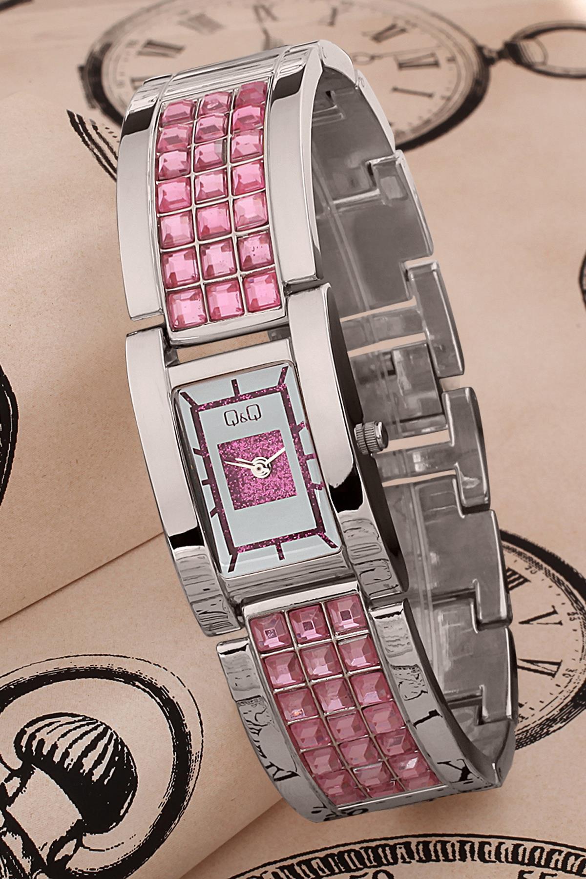 Q&Q 3G540 36 mm Pembe Metal Kordon Analog Kadın Kol Saati