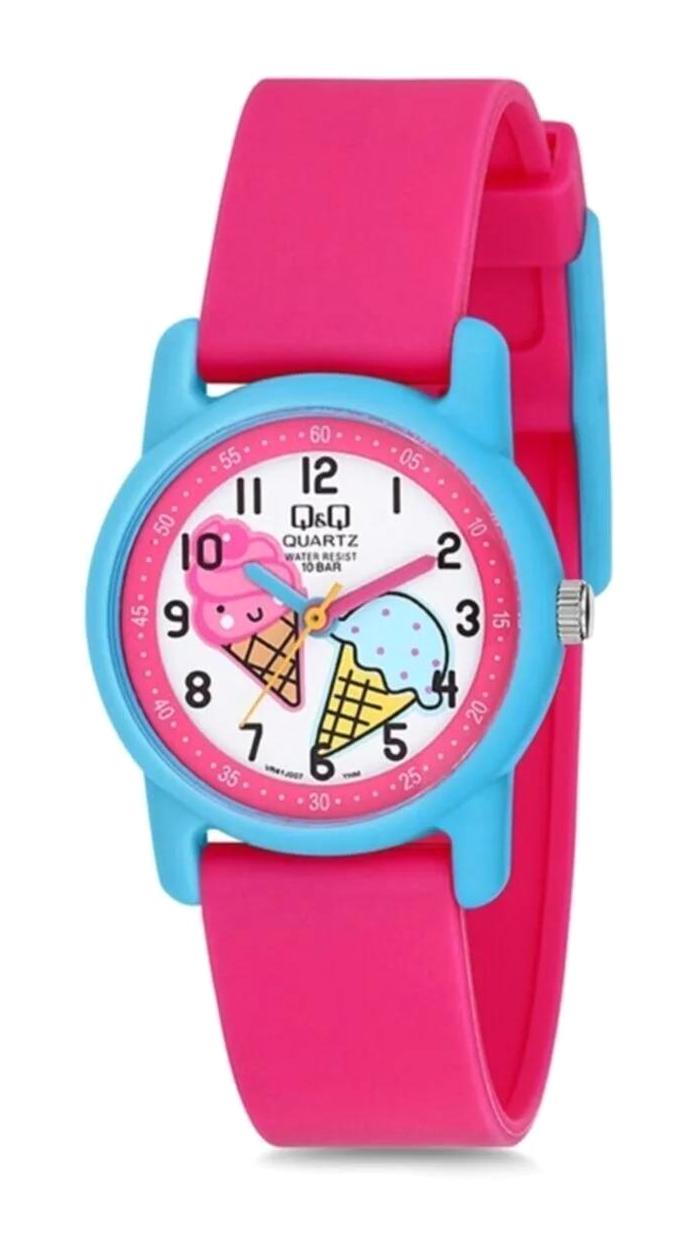 Q&Q VR41J007Y 20 mm Pembe Silikon Kordon Analog Çocuk Kol Saati