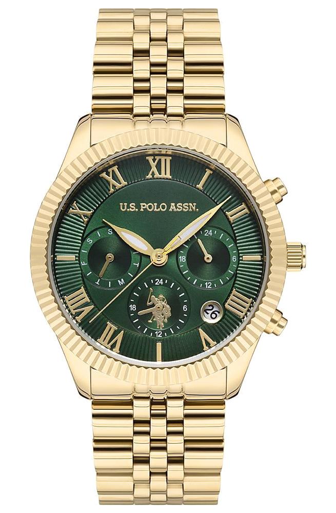 U.S. Polo Assn USPA2040-05 Takvimli 38 mm Altın Çelik Kordon Analog Kadın Kol Saati