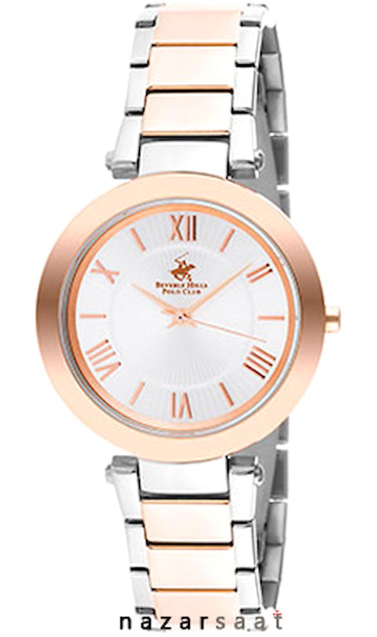 Beverly Hills Polo Club BH8086-02 35 mm Gri-Rose Gold Metal Kordon Analog Kadın Kol Saati