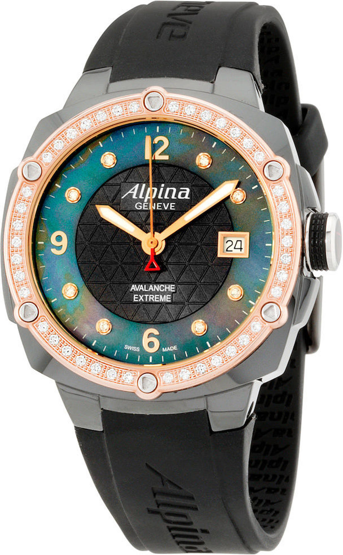 Alpina AL240MPBD3FBAEDC4 Takvimli 41 mm Siyah Silikon Kordon Analog Kadın Kol Saati