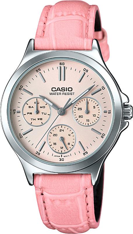 Casio LTP-V300L-4A Takvimli 33 mm Pembe Deri Kordon Analog Kadın Kol Saati