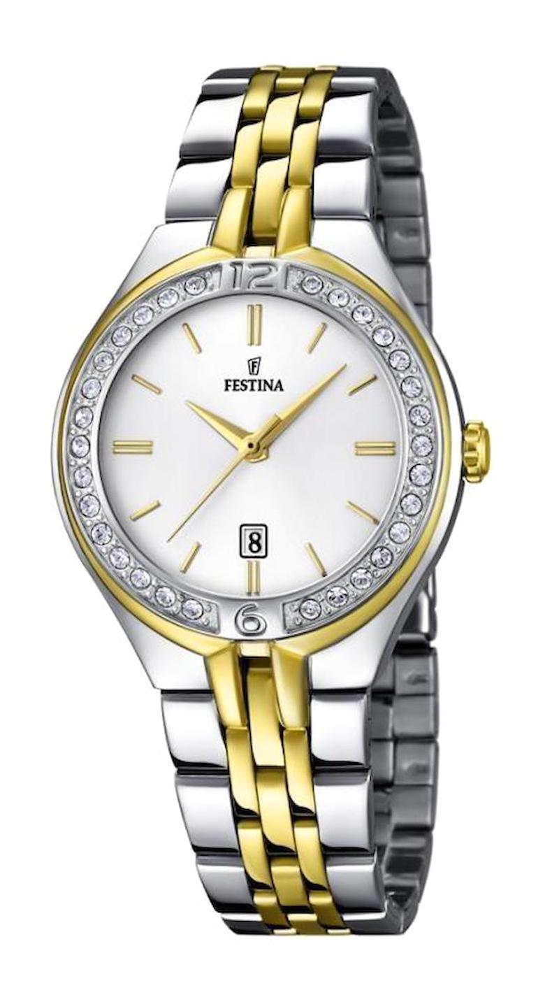 Festina F16868/1 32 mm Altın-Gri Çelik Kordon Analog Kadın Kol Saati