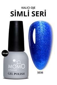 Momo S036 Saks Mavi Işıltılı Kalıcı Simli Oje