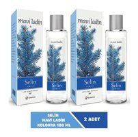 Selin 80 Derece Mavi Ladin Cam Şişe Kolonya 2x180 ml