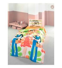 Komfort Home Fashion Pamuk 160x220 cm Çarşaflı Fashion Girl Tek Kişilik Nevresim Takımı Turuncu