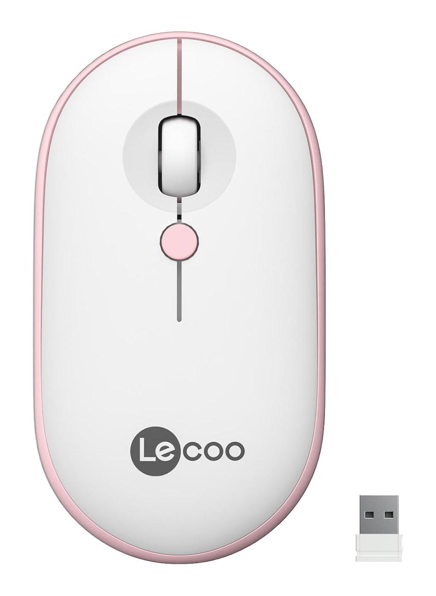 Lenovo Lecoo WS212 RGB Kablosuz Beyaz-Pembe Optik Mouse