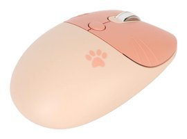 Lazmin112 Sessiz Kablosuz Kedi Desenli Krem Optik Mouse