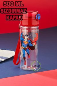 Calke Superman Pipetli Çok Renkli Plastik Okul Çocuk Suluk 500 ml