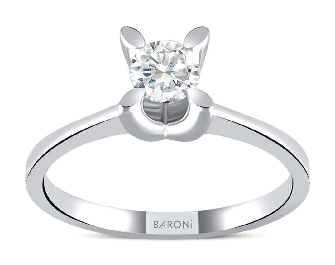 Baroni Diamond 0.15 Karat Yuvarlak Tektaş Parlak Zirkon Taşlı Beyaz Pırlanta Yüzük