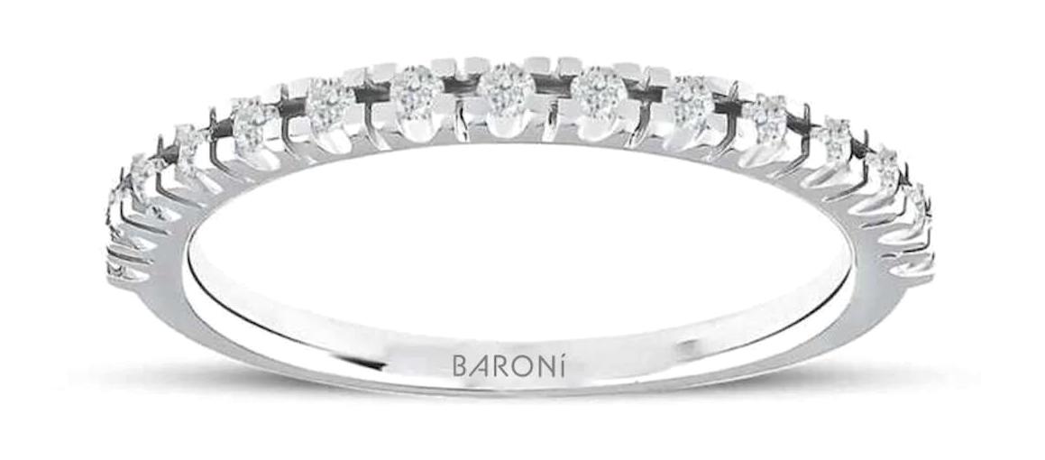 Baroni Diamond 0.15 Karat Baget Parlak Kuvars Taşlı Beyaz Pırlanta Yüzük