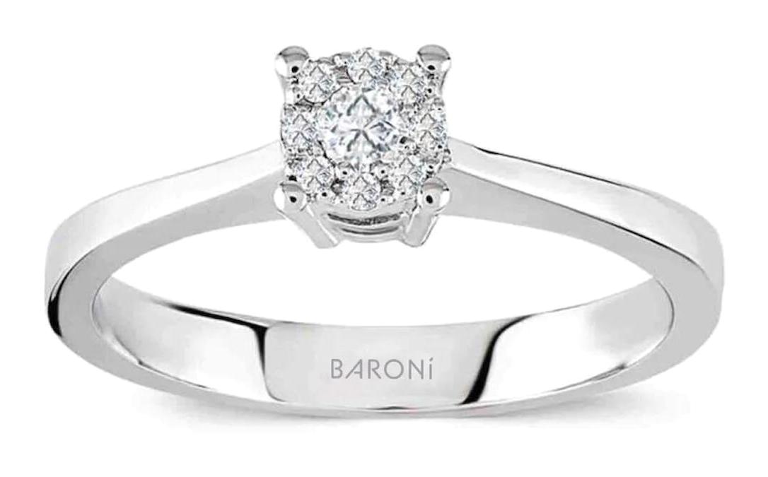 Baroni Diamond 0.10 Karat Yuvarlak Baget Parlak Zirkon Taşlı Beyaz Pırlanta Yüzük