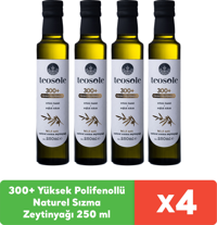 Teosole Yüksek Polifenollü Soğuk Sıkım Erken Hasat Cam Sızma Zeytinyağı 4x250 ml