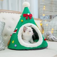 Hanyang Noel Şapka Yıkanabilir Tek Fonksiyonlu 38x45 cm Mağara Kedi Yatağı Yeşil