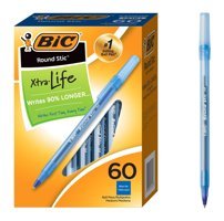 Bic Round Stic Xtra Life Plastik Tek Renkli 1.0 mm Mavi 60'lı Tükenmez Kalem Seti