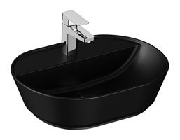 Vitra Geo Tekli 55 cm Seramik Çanak Oval Lavabo Mat Siyah