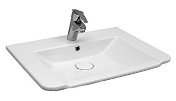 Serel Diagonal Dg01Tds110H Klasik Tekli 48 cm Seramik Seramik Dikdörtgen Lavabo Beyaz