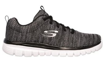 Skechers Graceful Twisted Fortune 12614-BKW Ortopedik Bağcıklı Kadın Günlük Ayakkabı Siyah