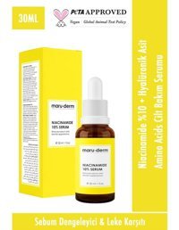 Maruderm Niacinamide %10 + Hyalüronik Asit + Panthenol Cilt Bakım Canlandırıcı Jel Yüz Serumu 30 ml