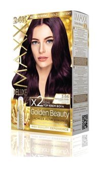 Maxx Deluxe Golden Beauty 3.66 Patlıcan Moru Krem Saç Boyası 60 Ml