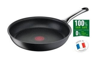 Tefal 6x Excellence Plastik Saplı Titanyum 24 cm Düz Tava Siyah