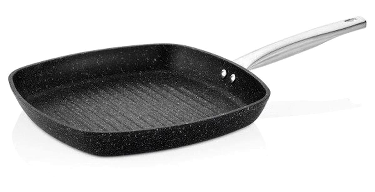 Falez Black Line Kare Çelik Saplı Alüminyum Döküm 28x28 cm Grill Tava Siyah